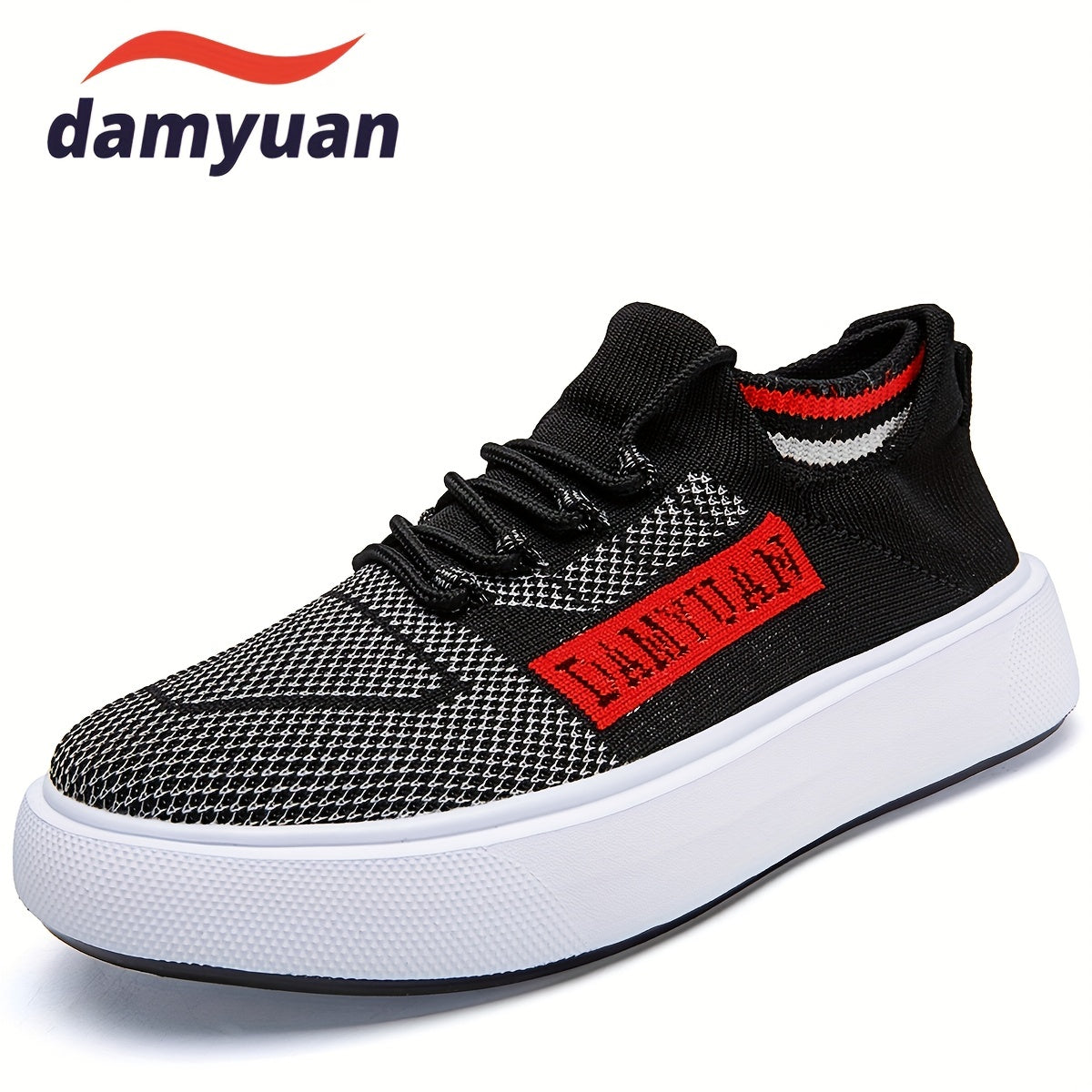 Women's Letter Print Sneakers Breathable Knit Lace Up Outdoor Shoes Lightweight