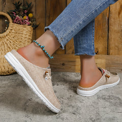Women's Geometric Canvas Sneakers Low Top Retro Walking Loafers