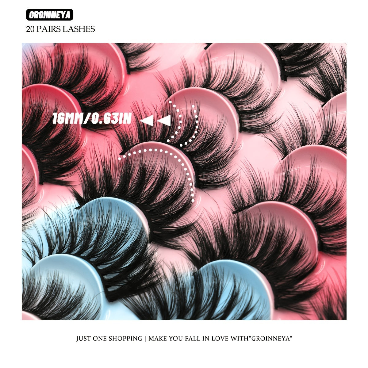 GROINNEYA 3D Mink Lashes Soft Fluffy Wispy Cross Eyelash Extensions