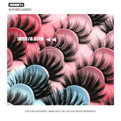 GROINNEYA 3D Mink Lashes Soft Fluffy Wispy Cross Eyelash Extensions