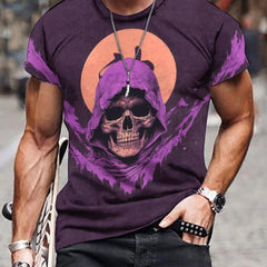 Men's 3D Skull Graphic T shirt Casual Slightly Stretch Breathable Tee