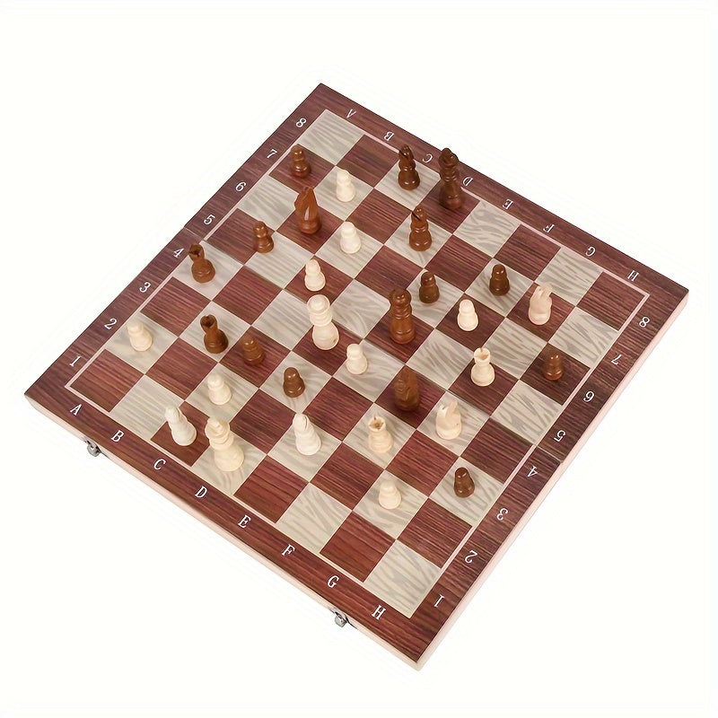 Wooden Chess Backgammon International Checkers 3-in-1 Chessboard
