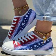 Women's Star Pattern Canvas Shoes Casual Lace Up Outdoor Shoes Lightweight