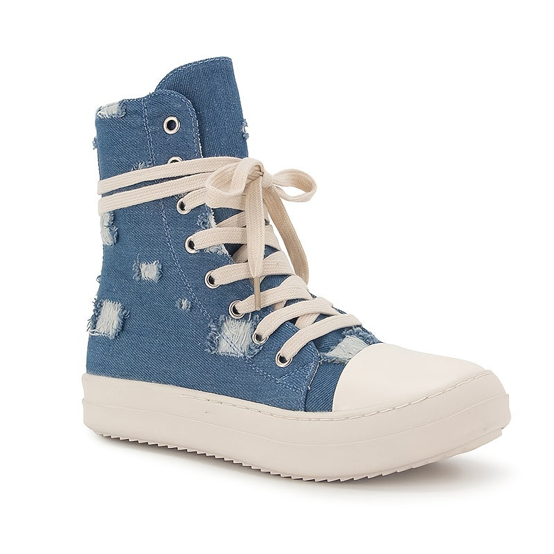 Women's Lace Up High Top Solid Sneakers