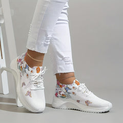 Flower & Butterfly Platform Sneakers Lace Up Shoes