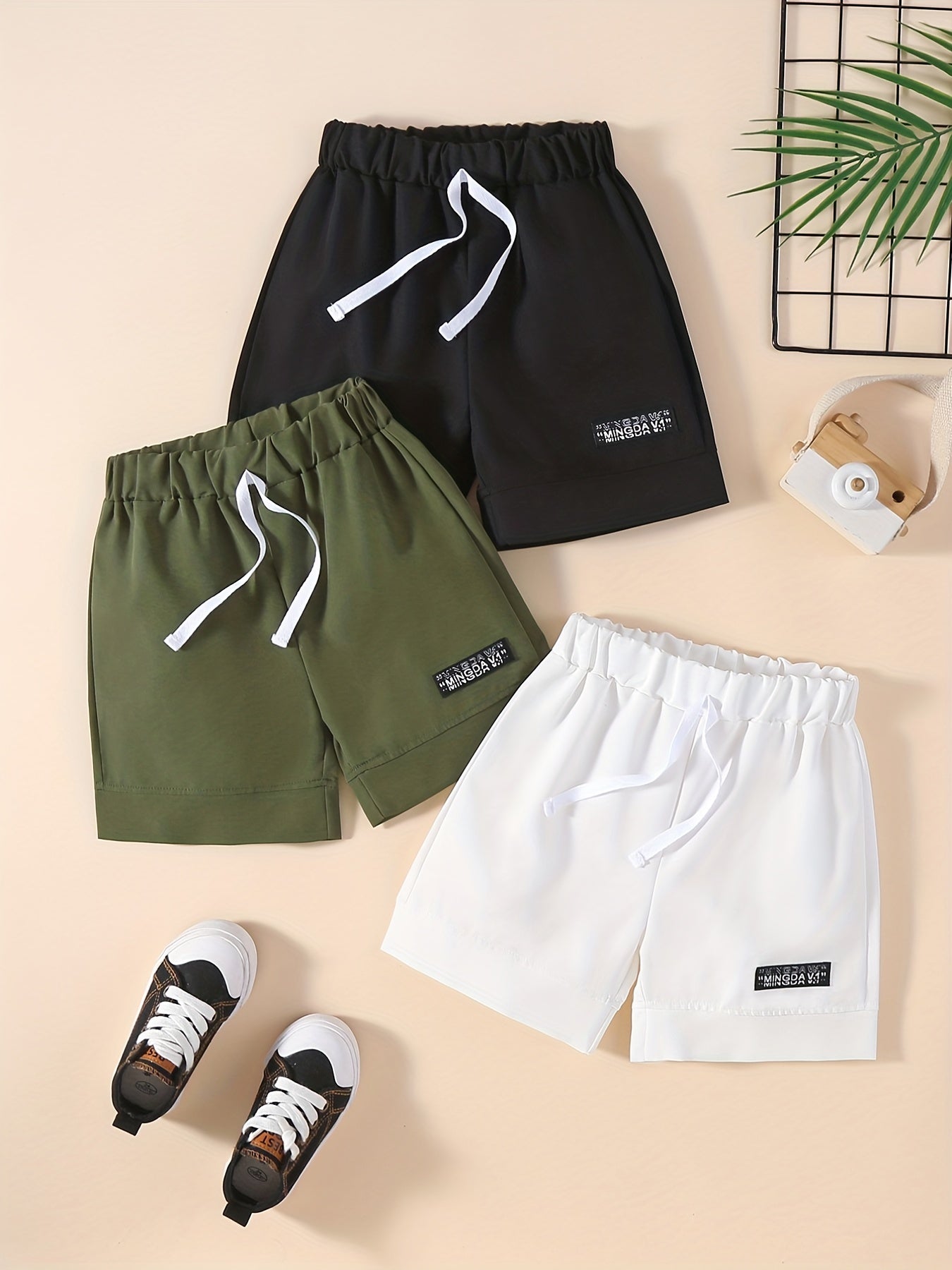 3pcs Boys Letter Print Shorts Creative Quick-dry Summer Outdoor