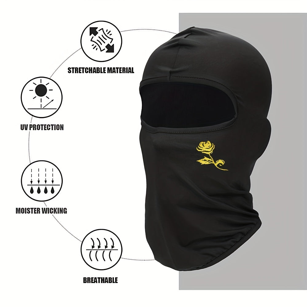 Rose Printed Mask Hood for Men and Women - Windproof and Sunscreen Sun Hat