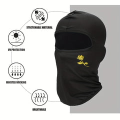 Rose Printed Mask Hood for Men and Women - Windproof and Sunscreen Sun Hat