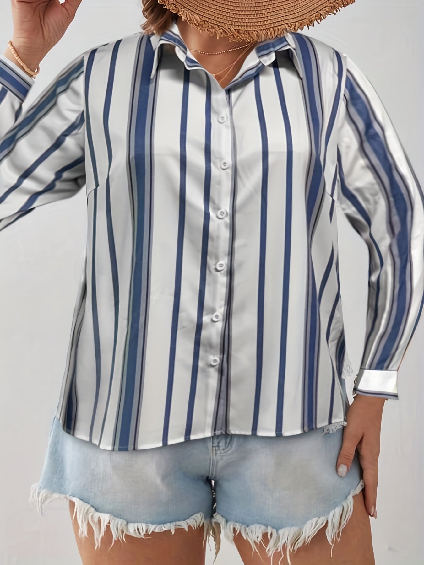 Women's Stripe Print Long Sleeve Blouse