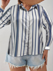 Women's Stripe Print Long Sleeve Blouse