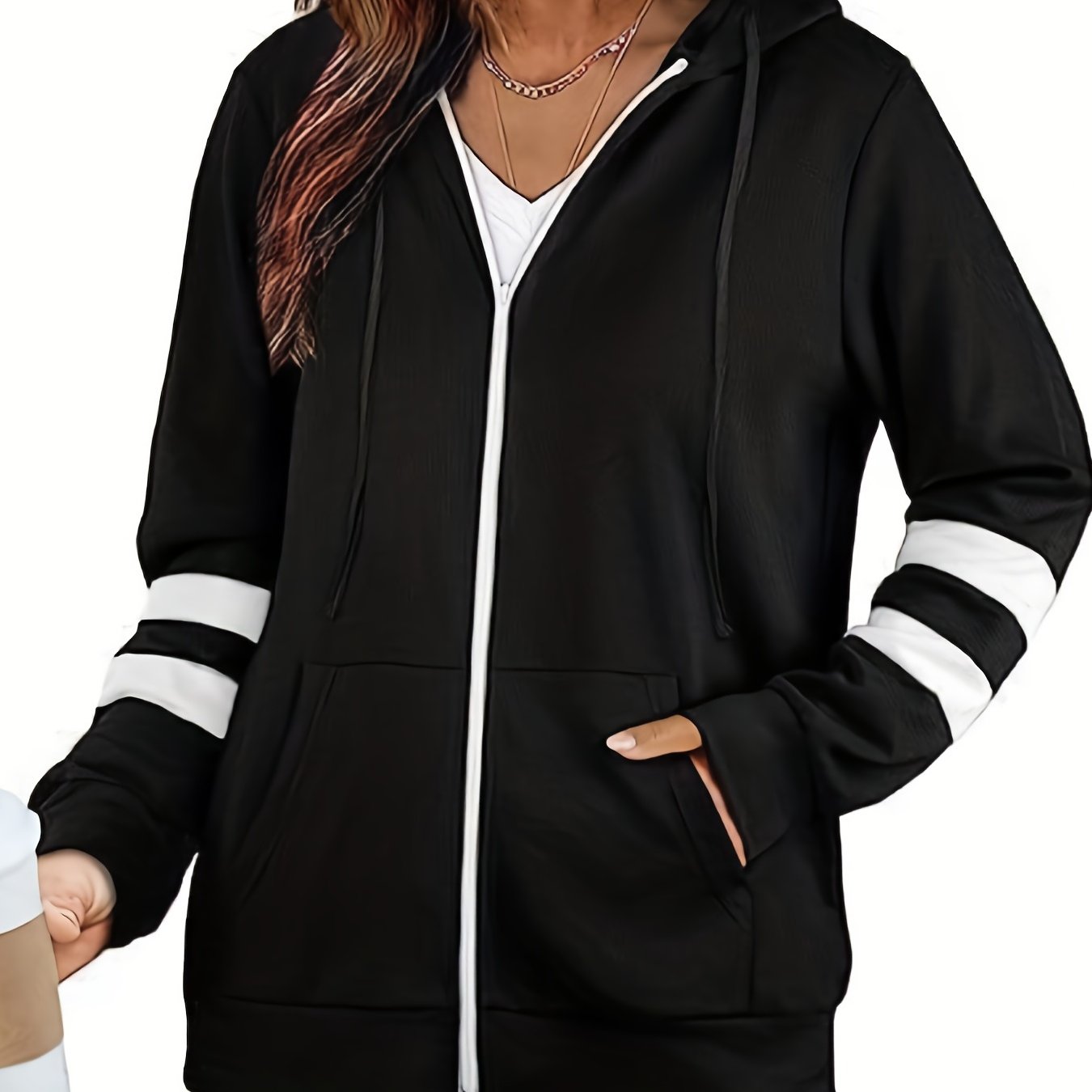 Zip Up Pocket Hoodie Long Sleeve Women's Sweatshirt