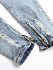 Men's Slim Fit Ripped Jeans Distressed Denim Pants