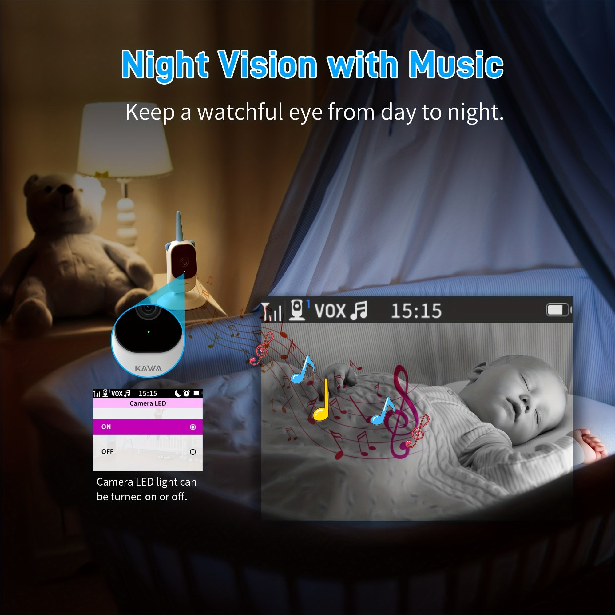KAWA Baby Monitor 2K QHD Video Baby Monitor With Camera And Audio