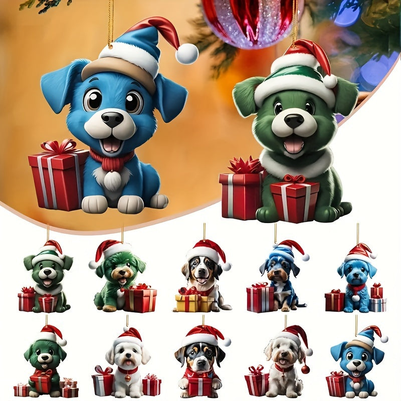 Cartoon Dog Car Rearview Mirror Pendant Christmas Tree Backpack Decoration