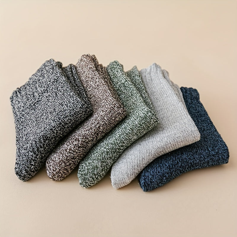 5 Pairs Women's Crew Socks Warm Mid Tube Stockings