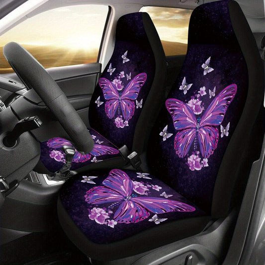 Purple Big Butterfly Print Car Seat Cover