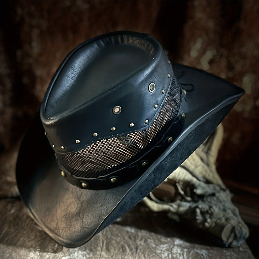 Leather Cowboy Hat Unisex Western Fedora Sombrero Hombre Caps