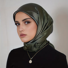 Satin Hijab Shawl Women Veil Ramadan Head Wraps Headscarves Solid