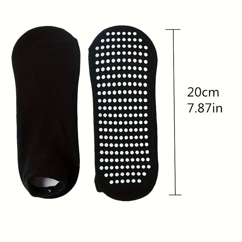 Non Slip Yoga Socks with Grips Solid Dance Socks - Pack of 4