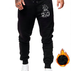 Bear Doll Print Drawstring Sweatpants Loose Fit Pants Men's Casual Stretch Jogge