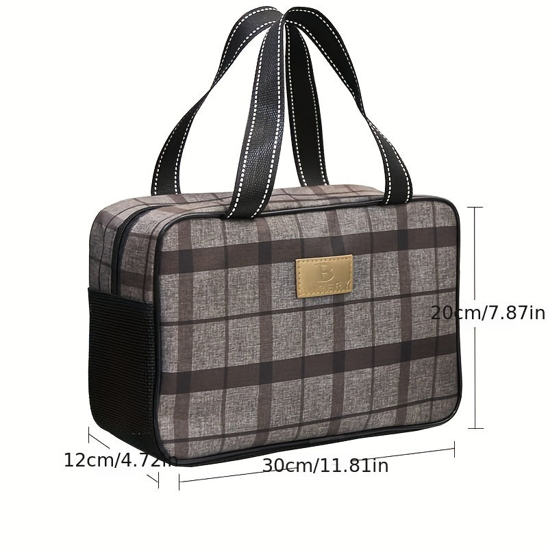 Plaid Print Makeup Bag Cosmetic Organizer Large Capacity Pouch