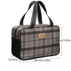 Plaid Print Makeup Bag Cosmetic Organizer Large Capacity Pouch
