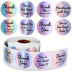 500pcs 3.81cm Laser Sticker Thank You Round PVC Sealing Sticker