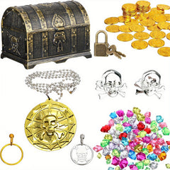 Treasure Chest Toy Set with 100 Coins and 100 Grams of Gems