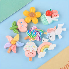 10pcs Random Mixed Unicorn Windmill DIY Resin Charms Accessories