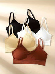4pcs Wireless Bras Comfy & Breathable Intimates Bra Women's Lingerie