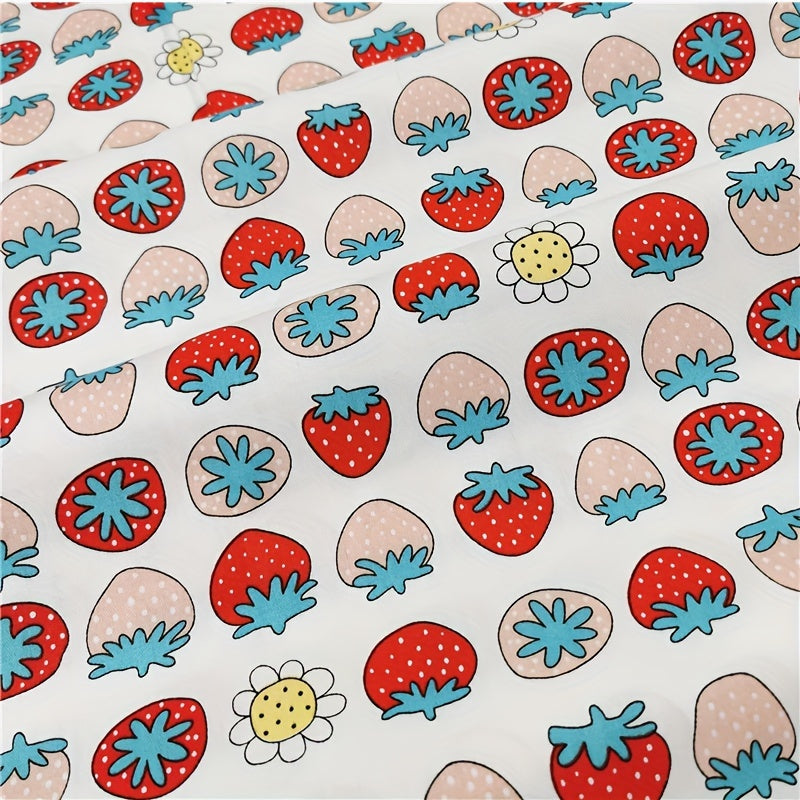 8pcs 100% Cotton Fabric Cherry Strawberry Cotton Twill Fabric DIY Sewing Scrapbo
