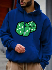 Cartoon Dice Print Hoodie Men's Graphic Pullover Hooded Sweatshirt