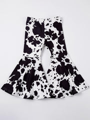 Baby Girls Leopard Plaid Print Flare Leg Pants Elastic Waist Pants