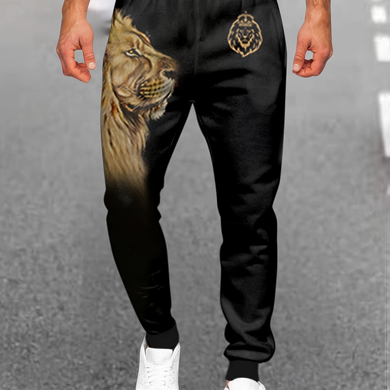 Men's Lion Graphic Sweatpants Casual Joggers