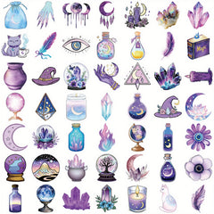 50 Transparent 2D Magical Witch Stickers for Luggage Cars Skateboards