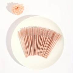 50pcs Khaki Eyelash Brushes for Eye Lash and Eyebrow Application