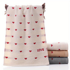 Heart Pattern Cartoon Hand Towel Absorbent Skin-Friendly 13 x 29in