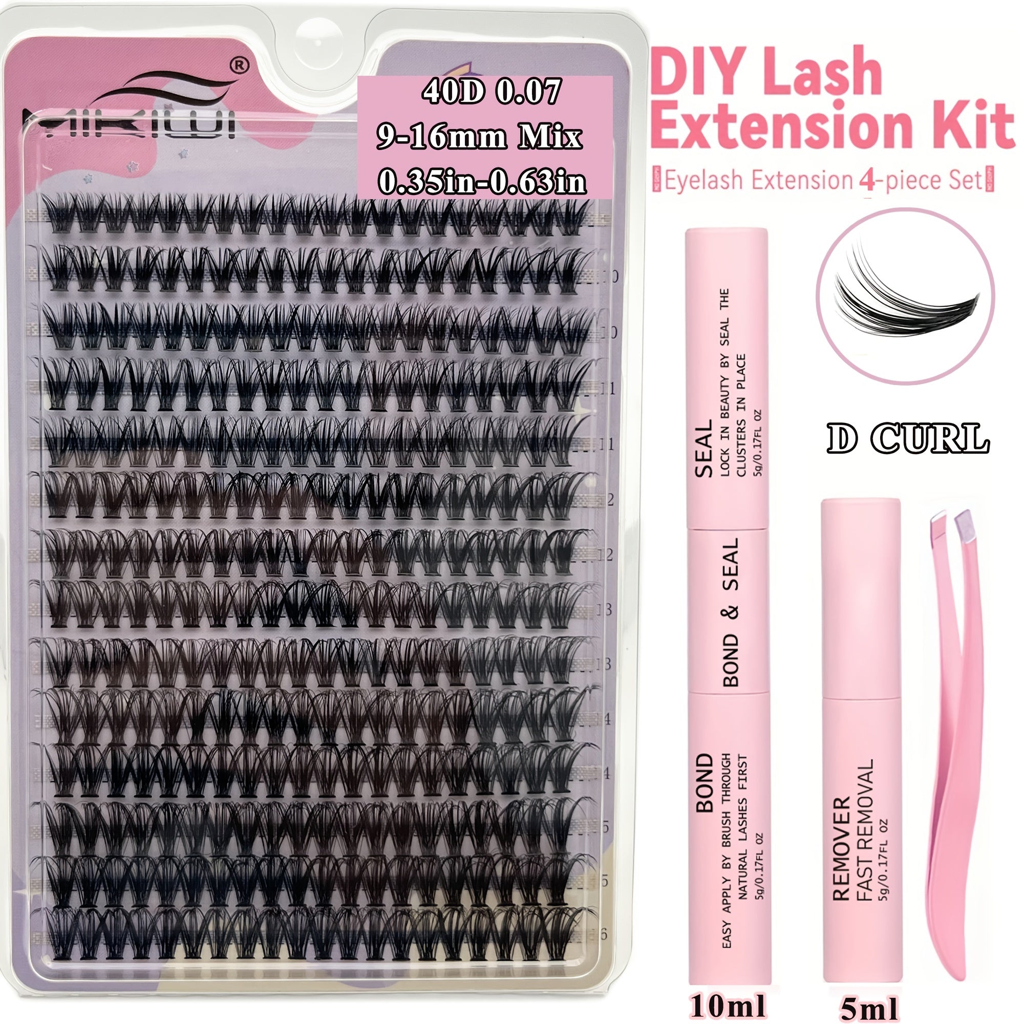 280pcs Soft Natural D Curling Individual Cluster Lashes for Eyelash Extensions