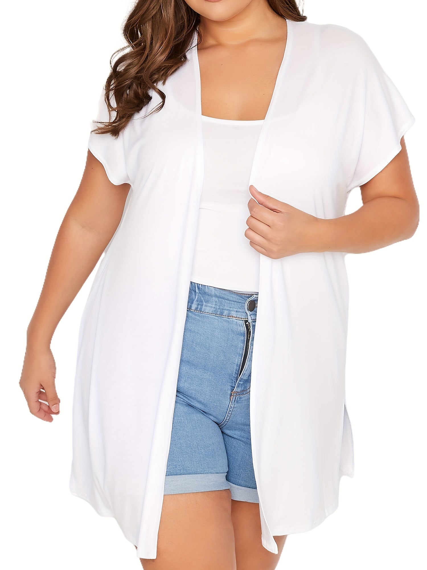 Cap Sleeve Open Front High Stretch Cardigan