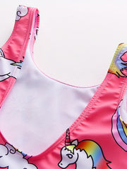 Girls Unicorn Print One Piece Tankini Swimsuit