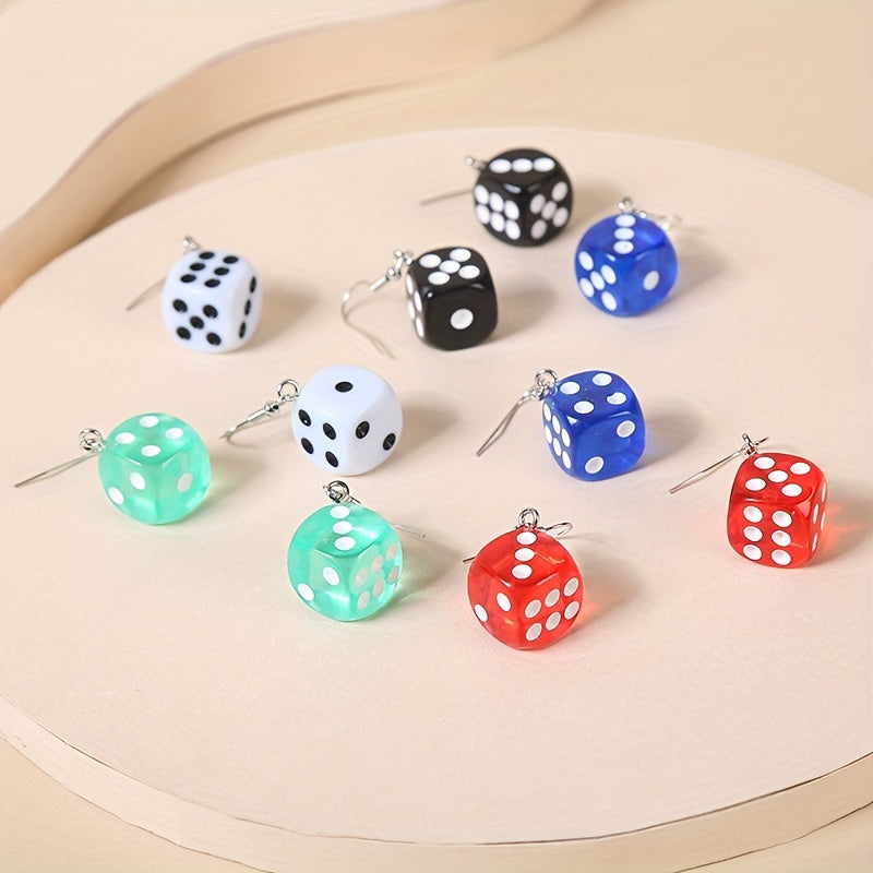 5pairs Cartoon Dice Pendant Earrings for Girls