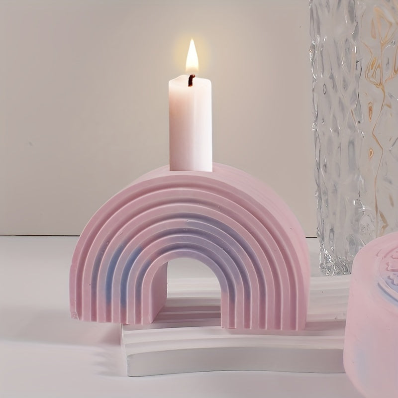 DIY Crystal Epoxy Resin Mold Rainbow Arch Candle Holder Silicone Mold