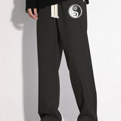 Tai Ji Pattern Mopping Pants Men's Casual Stretch Waist Joggers