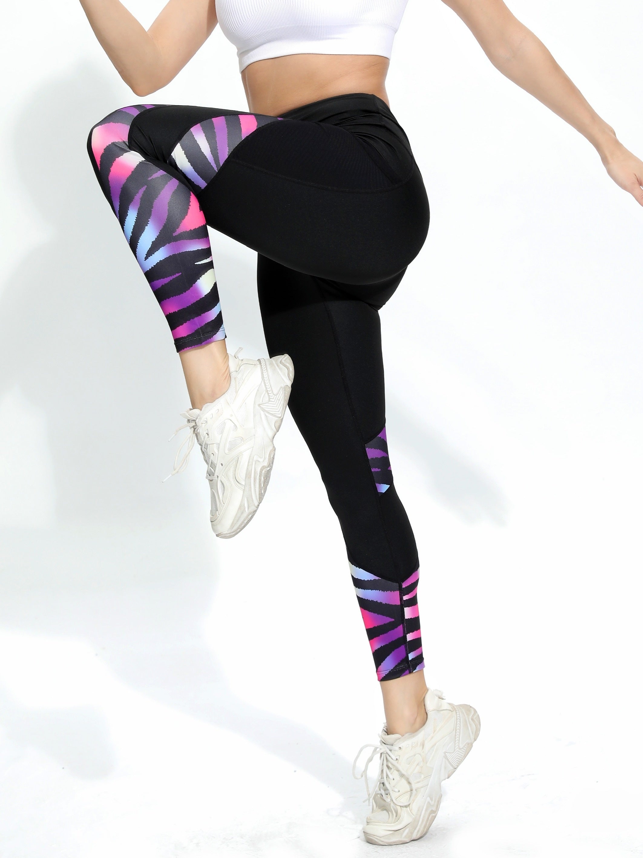 Striped Print Yoga Pants Slimming Leggings