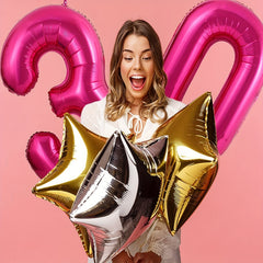 Golden Big Jumbo Number 30 Foil Balloon for Women Birthday Party