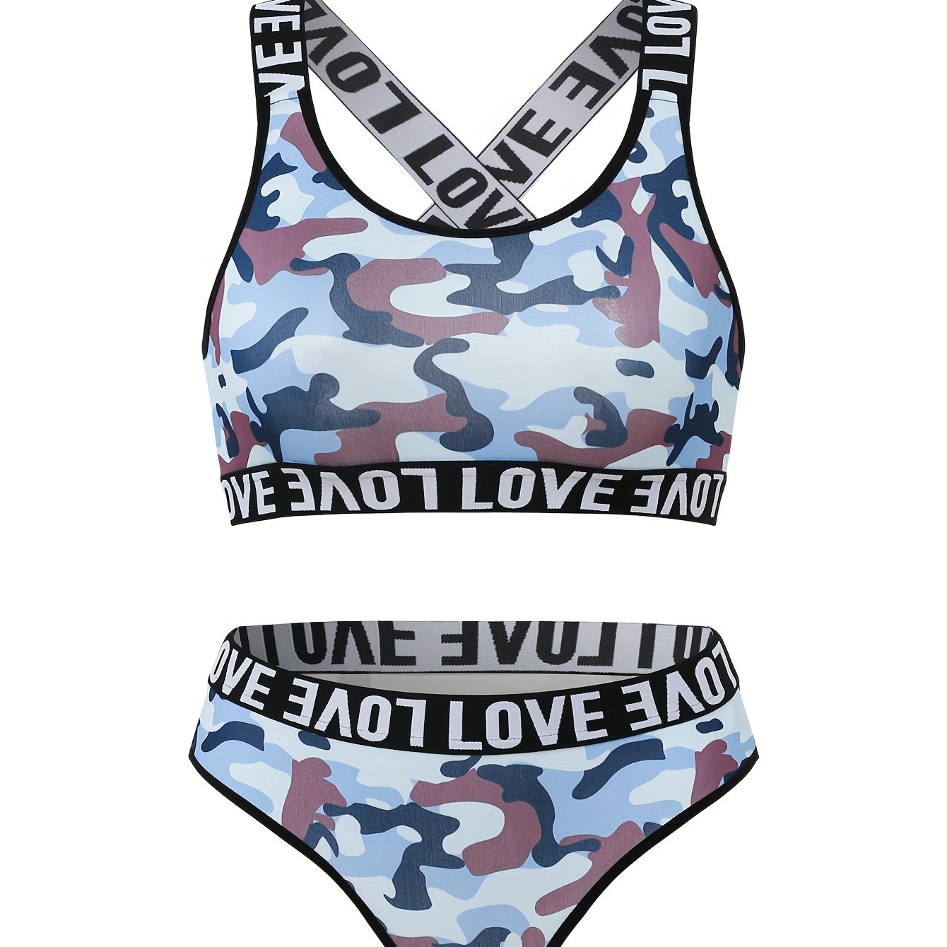 Criss Cross Back Bra & Panties Set Women's Lingerie