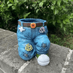 Funny Denim Pants Flower Pot Resin Decoration Crafts Retro Garden Decor