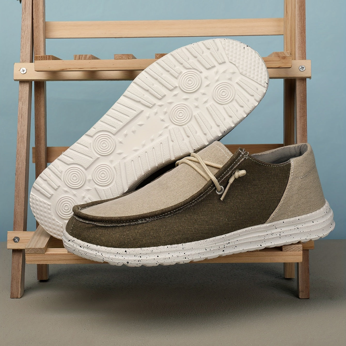 Men's Canvas Slip on Loafer Shoes Lace Up Casual Vintage