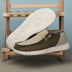 Men's Canvas Slip on Loafer Shoes Lace Up Casual Vintage