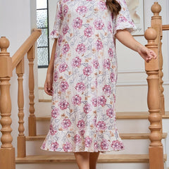 Loungewear Dress Women's Plus Floral Print Nightdress